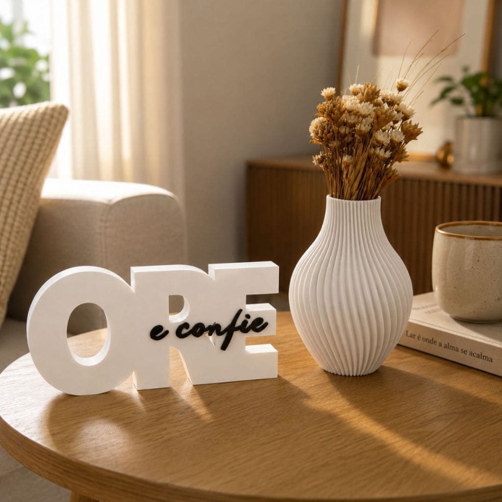 Kit Decorativo Ore e Confie com Letreiro e Vaso – Fé e Elegância